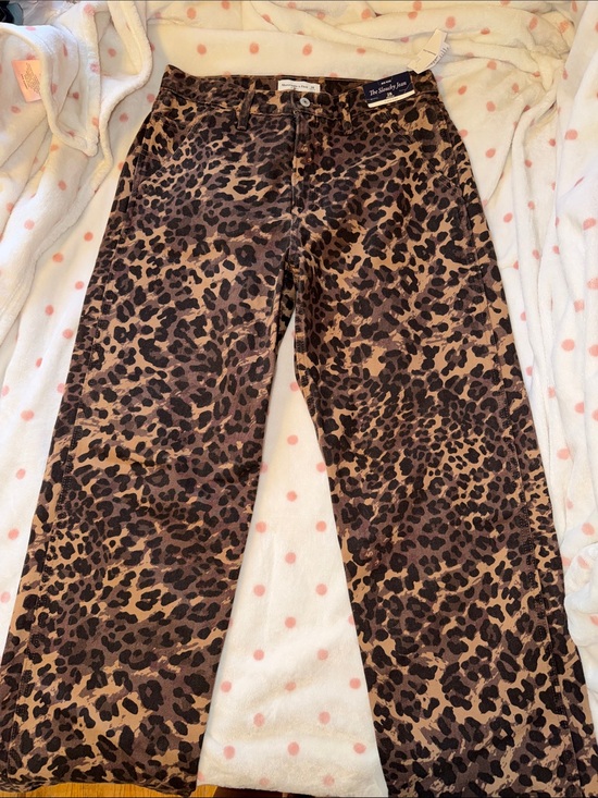 Abercrombie & Fitch Denim - Abercrombie & Fitch Leopard Print Wide Leg Jeans - Brown and Black